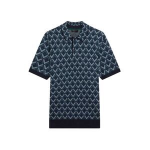 Ted Baker Mens Geometric Jacquard Short-Sleeved Polo Shirt / Navy